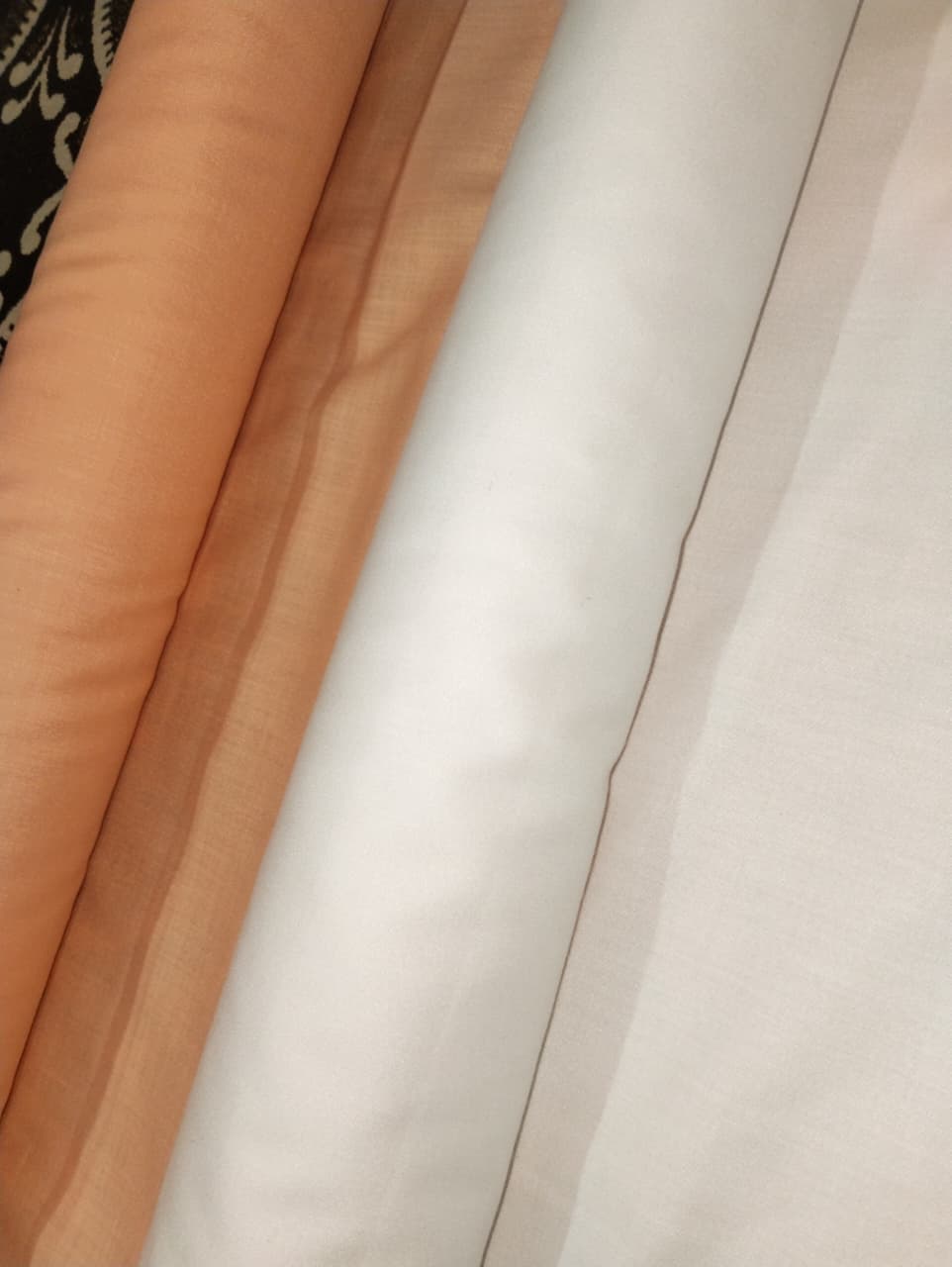 Peach Kurta With White Pajama Fabric Set – Premium Cotton Blend