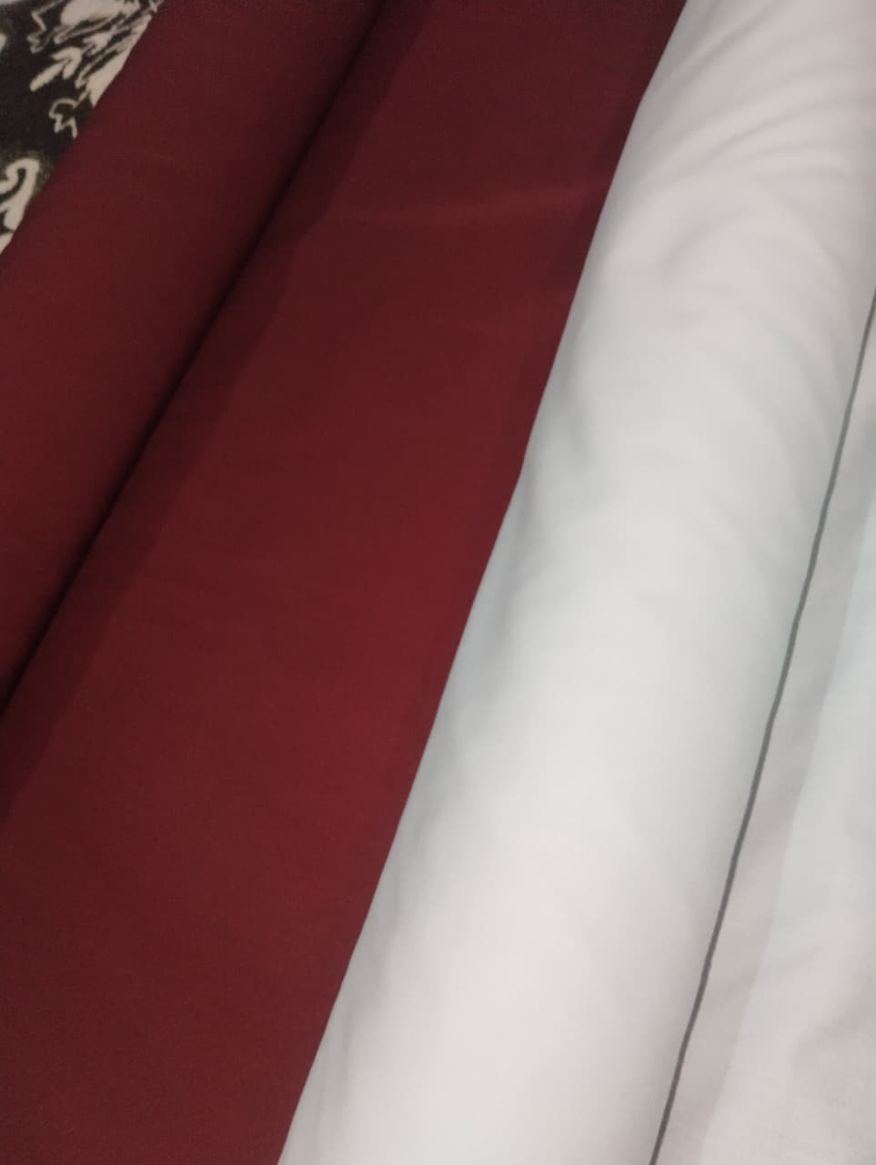 Maroon Kurta With White Pajama Fabric Set – Premium Cotton Blend