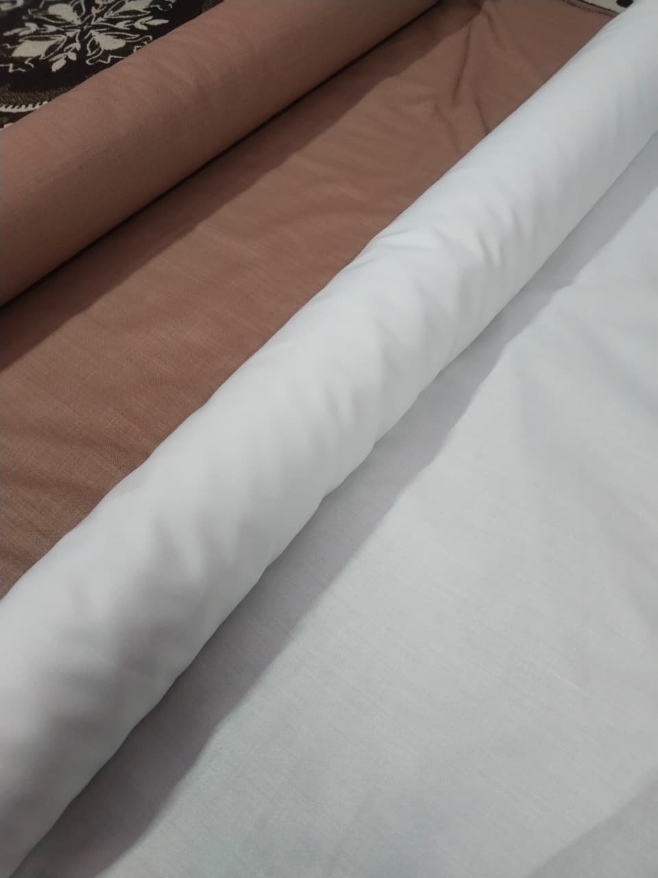 Coffee Brown Kurta With White Pajama Fabric Set